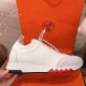 Hermes Addict White Knit Trainer Profile View Hermes Addict white knit low top trainer lateral profile view