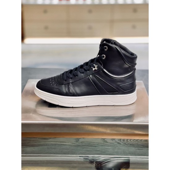 Jimmy Choo Hawaii Black Leather High Top Trainers Profile Jimmy Choo Hawaii Black Leather High Top Trainers profile view on display