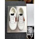 Jimmy Choo Leather Low Top Trainers White Brown Overhead View Jimmy Choo Leather Low Top Trainers White Brown top-down overhead pair view