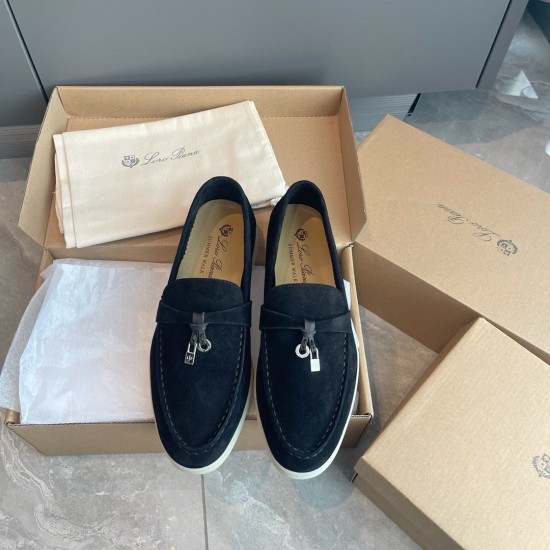 Replica loro pianasummer charms walk loafers in black suede leather uk replica loro pianasummer charms walk loafers in black suede leather uk