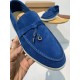 replica loro pianasummer charms walk loafers in blue fluorite suede leather uk