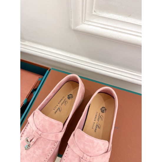 Replica loro pianasummer charms walk loafers in pink suede leather uk replica loro pianasummer charms walk loafers in pink suede leather uk