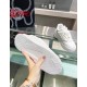 Underside rubber sole view of Versace Odissea white leather trainer