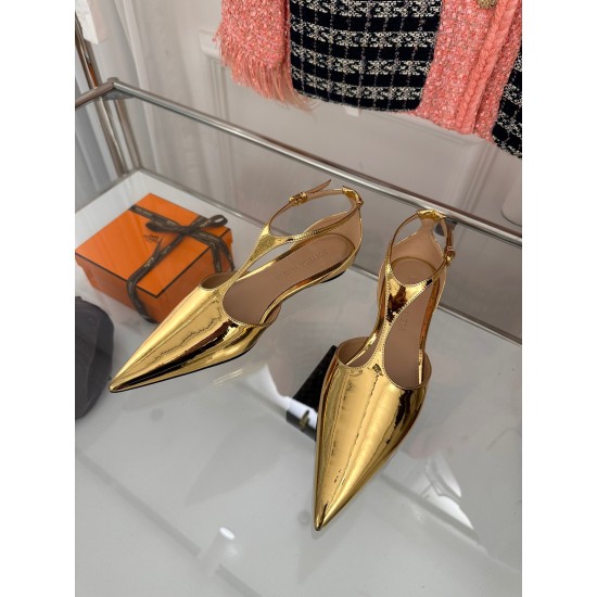 replica Bottega Veneta Rocket T-Bar Ballerina Flats In Gold Patent Leather UK