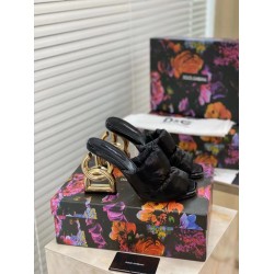 Dolce & Gabbana Black Down-padded Mules with DG Pop Heel UK