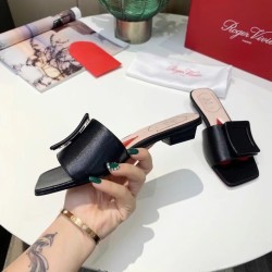 Roger Vivier Covered Buckle Mules in Black Leather UK Roger Vivier Covered Buckle Mules in Black Leather UK