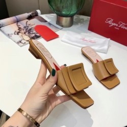 Roger Vivier Covered Buckle Mules in Brown Leather UK Roger Vivier Covered Buckle Mules in Brown Leather UK