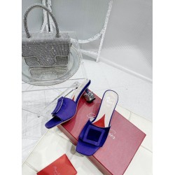 Roger Vivier Cube Strass Heel Mules in Violet Satin UK Roger Vivier Cube Strass Heel Mules in Violet Satin UK