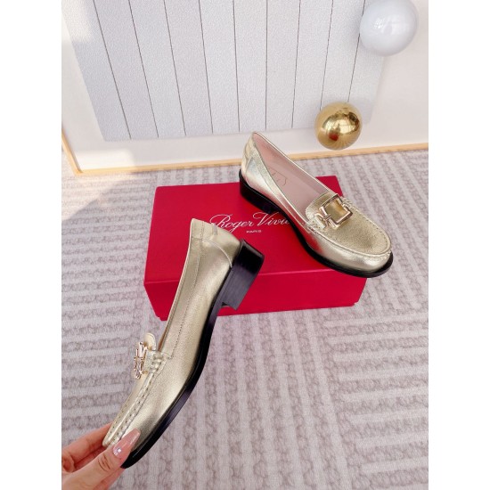 Replica Roger Vivier Metal Buckle Morsetto Loafers in Gold Nappa Leather UK replica Roger Vivier Metal Buckle Morsetto Loafers in Gold Nappa Leather UK