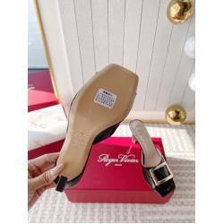 Roger Vivier Trompette Metal Buckle Mules in Black Patent Leather UK Roger Vivier Trompette Metal Buckle Mules in Black Patent Leather UK