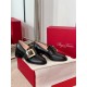 replica Roger Vivier Viv Rangers Metal Buckle Loafers in Black Leather UK