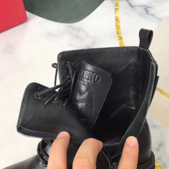 Replica Valentino 2967 V189 Buddha Luxury Replica Valentino Black Leather Vlogo Combat Boots Uk - 2967 - Buddha Luxury