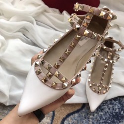 Valentino Caged Rockstud Ballet Flats In White Patent Leather Uk Valentino Caged Rockstud Ballet Flats In White Patent Leather Uk