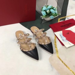 Valentino Rockstud Flat Mules In Black Leather Uk Valentino Rockstud Flat Mules In Black Leather Uk
