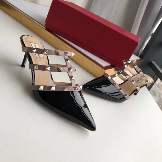 Replica Valentino Rockstud Mules 50mm In Black Patent Calfskin UK replica Valentino Rockstud Mules 50mm In Black Patent Calfskin UK