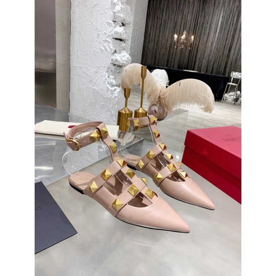 replica Valentino Roman Stud Ballet Flats In Powder Calfskin UK