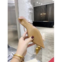Valentino Vlogo Signature Mules 40Mm In Beige Patent Leather Uk