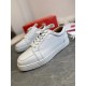 Christian Louboutin Louis Junior Flat White Leather Trainers Front View Front elevated view of Christian Louboutin Louis Junior Flat white leather trainers