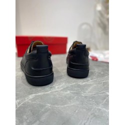 Christian Louboutin Louis Junior Spikes Black Leather Low Top Trainers Christian Louboutin Louis Junior Spikes Black Leather Low Top Trainers