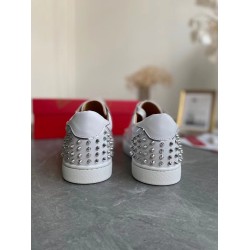 Christian Louboutin Vieira Spiked White Leather Flat Trainers Christian Louboutin Vieira Spiked White Leather Flat Trainers