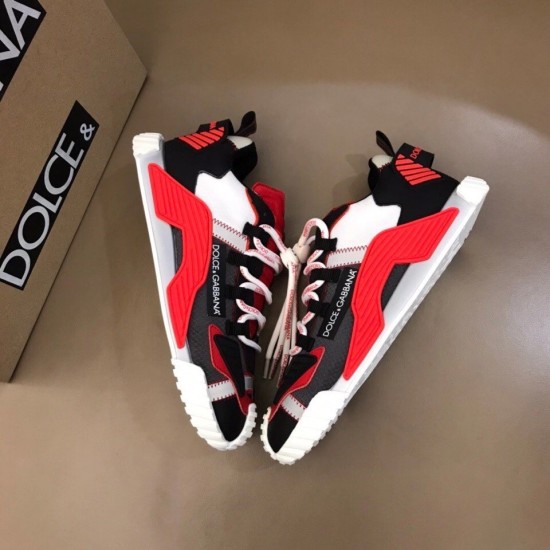 Dolce & Gabbana Red Low Top Trainers Top View Dolce & Gabbana red fabric trainers top down pair arrangement