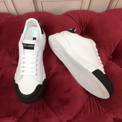 Dolce & Gabbana Dolce & Gabbana Portofino White Leather Trainers Black Toe Cap Leather Dolce & Gabbana Dolce & Gabbana Portofino White Leather Trainers Black Toe Cap Leather