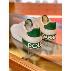 Dolce & Gabbana Dolce & Gabbana Portofino White Leather Trainers With Green Details Premium Dolce & Gabbana Dolce & Gabbana Portofino White Leather Trainers With Green Details Premium