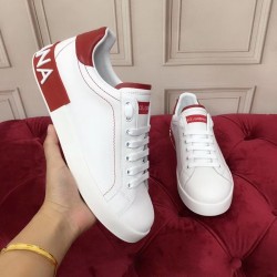 Dolce & Gabbana Dolce & Gabbana Portofino Leather Trainers In White And Red Leather Uppers Precise Dolce & Gabbana Dolce & Gabbana Portofino Leather Trainers In White And Red Leather Uppers Precise