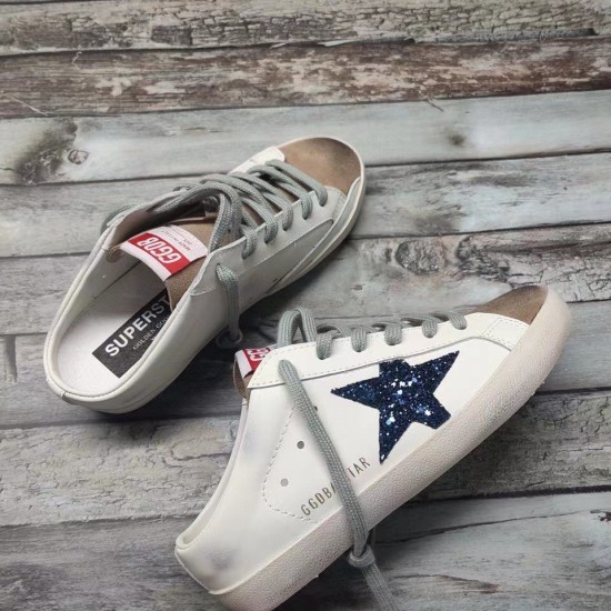 Replica Golden Goose 2457 GG778 Buddha Luxury Replica Golden Goose Trainers Super-Star Sabots With Blue Glitter Star Uk - 2457 - Buddha Luxury