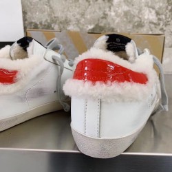 Golden Goose Super-Star Shearling Lined White Leather Trainers hand-finished