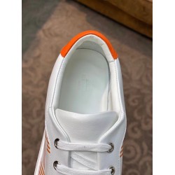 Hermes Avantage Leather Trainers White And Orange Hermes Avantage Leather Trainers White And Orange