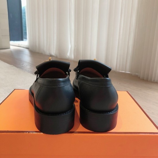 replica hermesimpact loafers in black leather uk