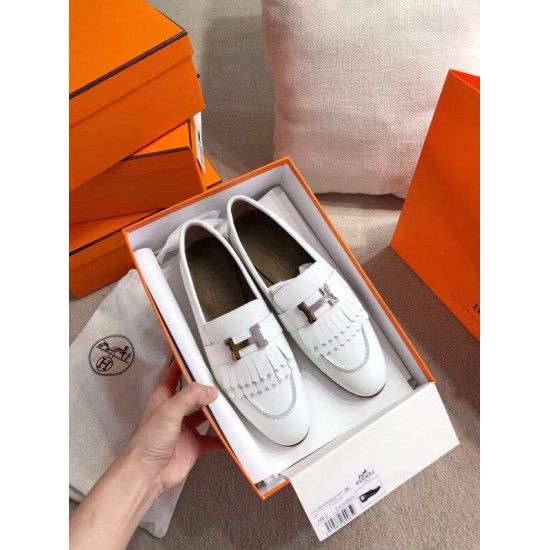 replica hermesroyal loafers in white calfksin uk