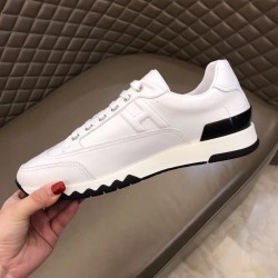 Hermes Trail Leather Low Top Trainers In White
