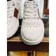 Jimmy Choo Leather Low Top Trainers White Brown Toe Perforations Jimmy Choo Leather Low Top Trainers White Brown star perforated toe close-up