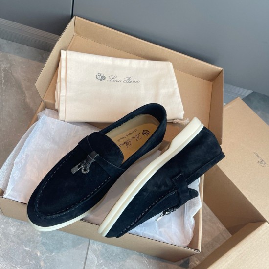 Replica loro pianasummer charms walk loafers in black suede leather uk replica loro pianasummer charms walk loafers in black suede leather uk