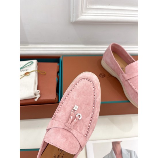 Replica loro pianasummer charms walk loafers in pink suede leather uk replica loro pianasummer charms walk loafers in pink suede leather uk