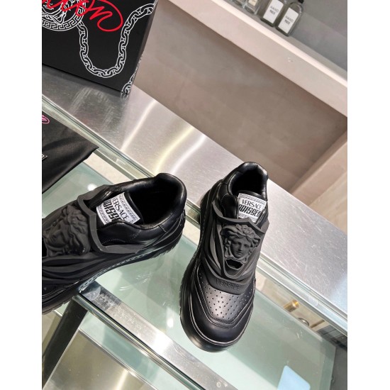replica versaceodissea sneakers in black leather uk