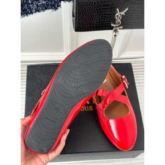 replica Alaia Criss Cross Ballet Flats in Red Leather UK