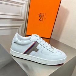 Hermes Boomerang White Grained Leather Low Top Trainers Hermes Boomerang White Grained Leather Low Top Trainers