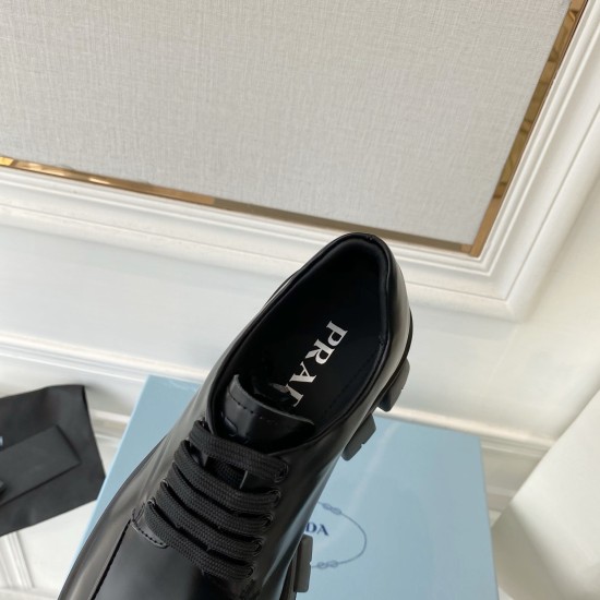 Replica Prada Monolith Lace-Up Loafers In Black Brushed Leather Uk - 2588 - Buddha Luxury