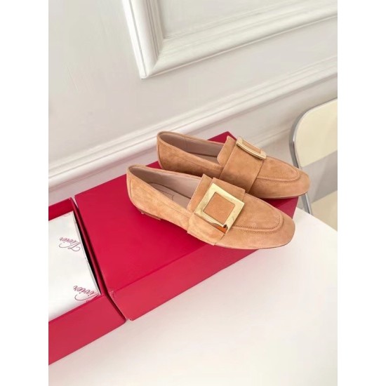 Replica Roger Vivier Soft Metal Buckle Loafers In Brown Suede UK replica Roger Vivier Soft Metal Buckle Loafers In Brown Suede UK