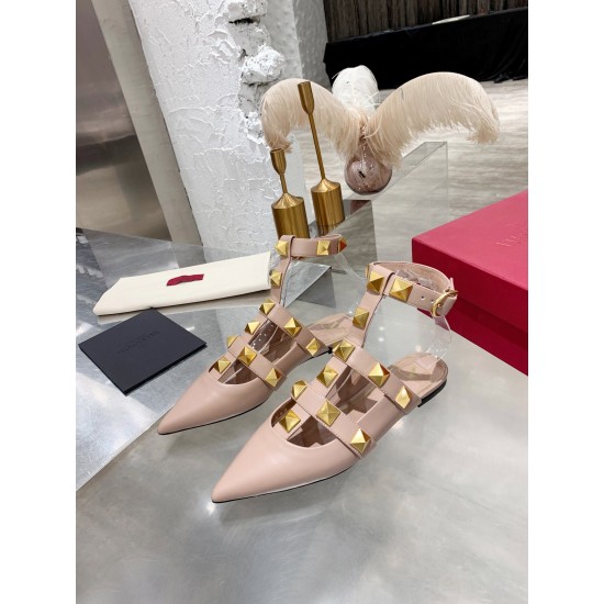 replica Valentino Roman Stud Ballet Flats In Powder Calfskin UK