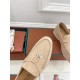 replica loro pianasummer charms walk loafers in beige suede leather uk