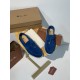 replica loro pianasummer charms walk loafers in blue fluorite suede leather uk