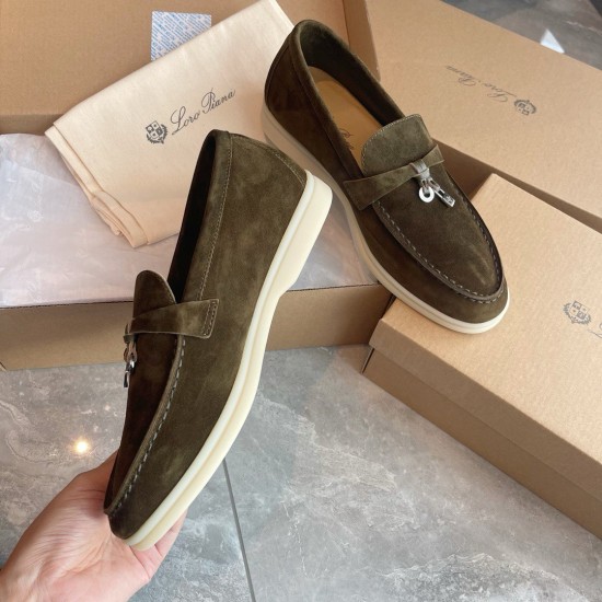 Replica loro pianasummer charms walk loafers in olive suede leather uk replica loro pianasummer charms walk loafers in olive suede leather uk