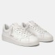 Pair of Golden Goose Purestar white leather low top trainers side front view