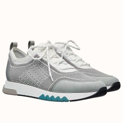Hermes Addict Grey Knit Low Top Trainers