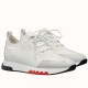 Hermes Addict White Knit Trainers Pair View Hermes Addict white knit low top trainers pair angled view