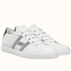 Hermes Avantage Low Top Leather Trainers White Blue